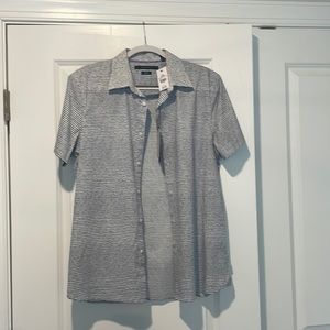 Perry Ellis White and Blue Wave Shirt